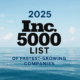 INFINITI HR featured on the 2025 Inc. 5000 List of fastest-growing companies, set against a tranquil ocean backdrop