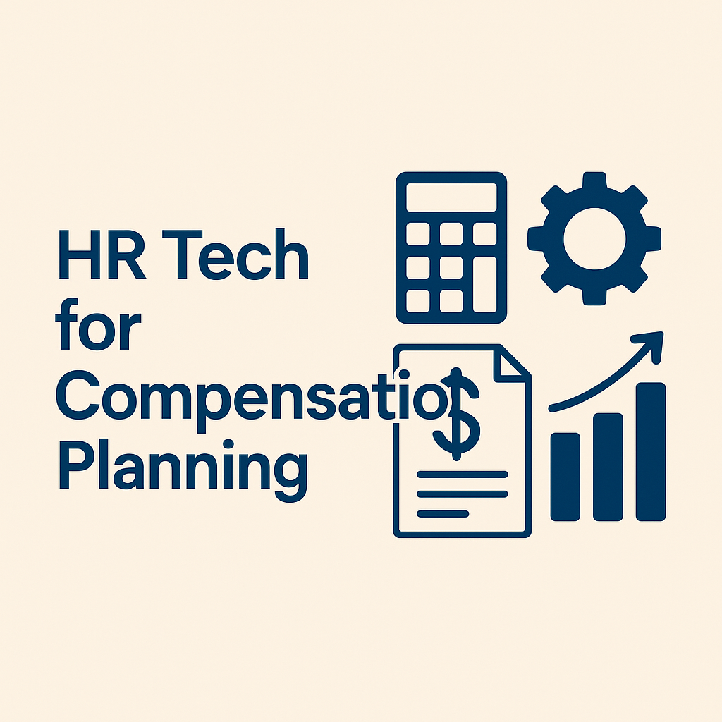 Digital infographic outlining top HR tech for compensation planning and pay transparency tools