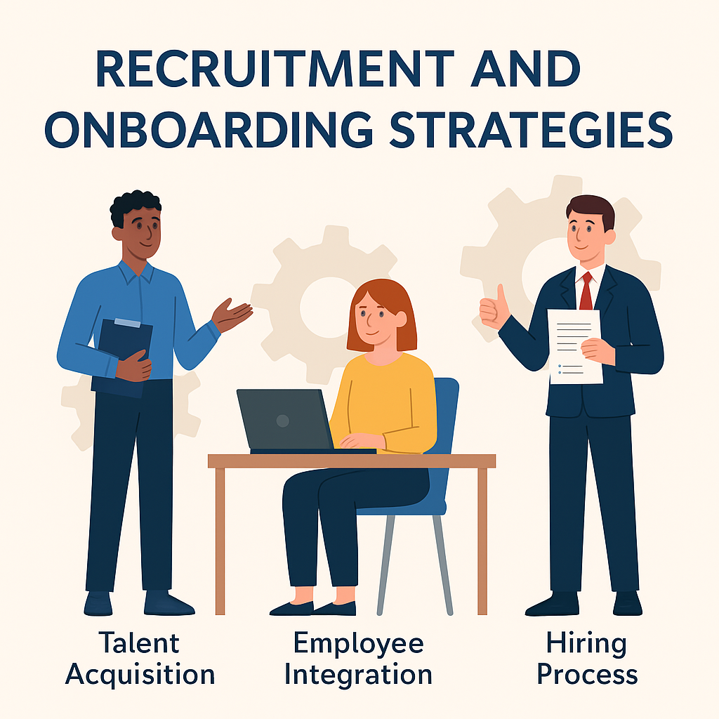 Visual representation of effective recruitment and onboarding strategies for HR professionals